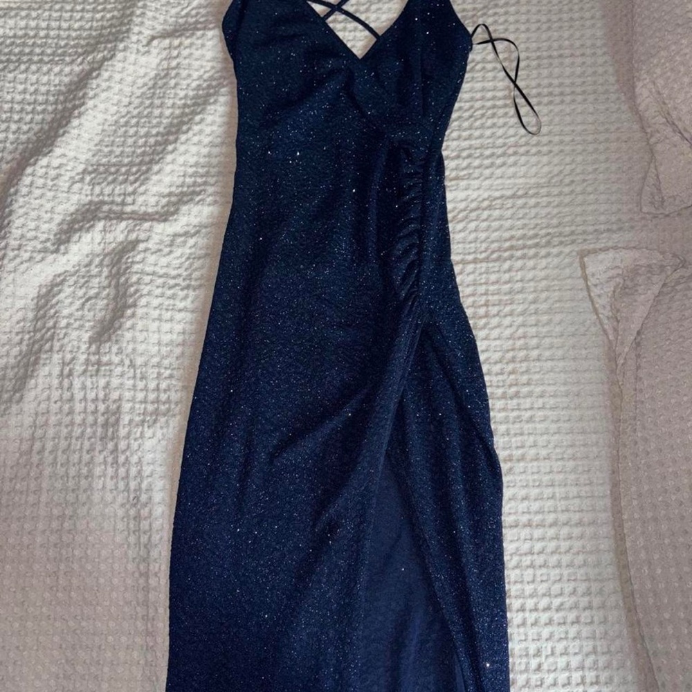 Navy Sparkle Slip Dress - Elegant Evening Dress